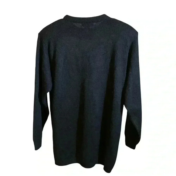 VGT 80s 90s ALFRED DUNNER Women's Preppy Sweater Black Gold Sequins Argyle L - Picture 4 of 10